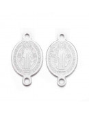 San Benedicto. Acero Inoxidable. Color plateado. 16x9x0,8 mm 1 mm perforación