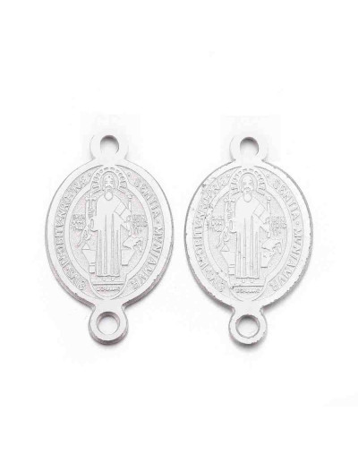 San Benedicto. Acero Inoxidable. Color plateado. 16x9x0,8 mm 1 mm perforación