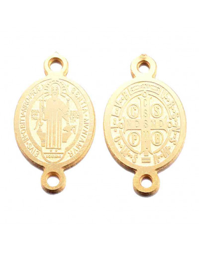 San Benedicto. Acero Inoxidable. Color dorado 16x9x0,8 mm 1 mm perforación