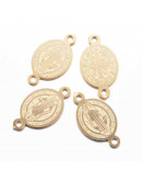 San Benedicto. Acero Inoxidable. Color dorado 16x9x0,8 mm 1 mm perforación