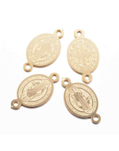 San Benedicto. Acero Inoxidable. Color dorado 16x9x0,8 mm 1 mm perforación