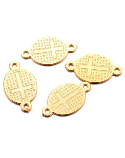 Cruz. Acero Inoxidable. Color dorado 16x9x0,8 mm 1 mm perforación