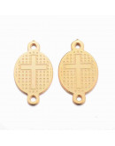 Cruz. Acero Inoxidable. Color dorado 16x9x0,8 mm 1 mm perforación