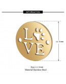 Huella de perro. Acero Inoxidable. Color dorado. 12x0,8 mm 1 mm perforación