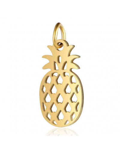Piña. Acero inoxidable. Color dorado. 17,5x9x1 mm. Con arandela 5 mm. 1 unidad Piña. Acero inoxidable. Color dorado. 17,5x9x1 mm. Con arandela 5 mm. 1 unidad