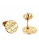 Pin para aretes con cierre o mariposa. Acero dorado con textura. 10 mm diámetro. 2 unidades Pin para aretes con cierre o mariposa. Acero dorado con textura. 10 mm diámetro. 2 unidades