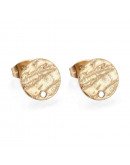 Pin para aretes con cierre o mariposa. Acero dorado con textura. 10 mm diámetro. 2 unidades Pin para aretes con cierre o mariposa. Acero dorado con textura. 10 mm diámetro. 2 unidades