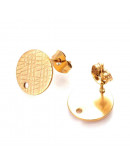 Pin para aretes con cierre o mariposa. Acero dorado con textura. 12 mm diámetro. 2 unidades Pin para aretes con cierre o mariposa. Acero dorado con textura. 12 mm diámetro. 2 unidades