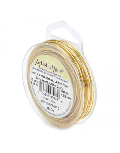 Aleación de cobre. Dorado 14K. Redondo. Calibre 18 (1 mm), Temple suave. 10 yardas