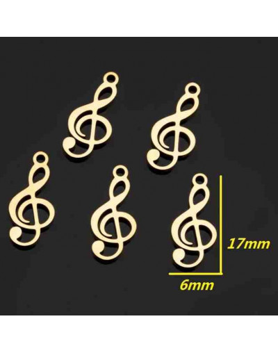 Música. Acero inoxidable.Color dorado.17x6x2 mm 2 mm perforación. 1 unidad