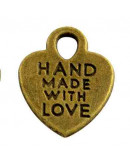 Corazón - Hand Made. Aleación de cobre. Bronce antiguo. 15x12x1 mm 2,,5 mm perforación. 10 uds Corazón - Hand Made. Aleación de cobre. Bronce antiguo. 15x12x1 mm 2,,5 mm perforación. 10 uds