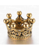 Corona (2). European beads. Aleación cobre. Color oro antiguo. 10.5x7 mm. 6 mm perforación. 2 uds.