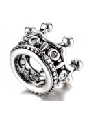 Corona (2). European beads. Aleación cobre. Color plata antigua. 10,5x7 mm. 6 mm perforación. 2 uds.