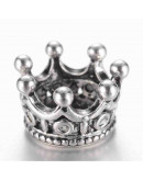 Corona (2). European beads. Aleación cobre. Color plata antigua. 10,5x7 mm. 6 mm perforación. 2 uds.