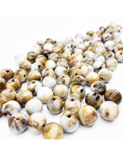 Imitación: Shell. Esfera. 6 milímetros diámetro. 1,5 mm perforación. 100 unidades aproximado.