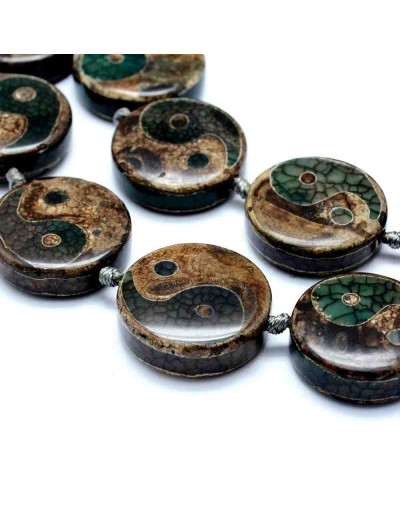 Agata. Yin Yang. 30 mm diámetro. 2 mm perforación. 1 ud