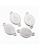 Virgen María. Acero Inoxidable. Color plateado. 16x9x0,8 mm 1 mm perforación