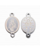 Virgen María. Acero Inoxidable. Color plateado. 16x9x0,8 mm 1 mm perforación