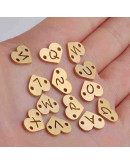 Link letra corazón "A" Acero inoxidable Color dorado 13 mm 1,5 mm perforación 1 unidad
