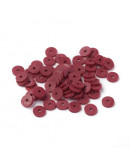 Discos. Color rojo vino. 6 milímetros diámetro. 1 mm grosor. 1 mm perforación. 380~400 uds hilo.