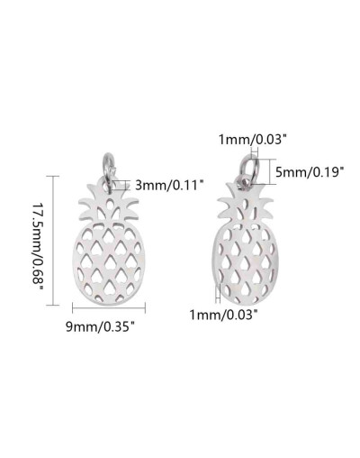 Piña. Acero inoxidable. Color plateado. 17,5x9x1 mm. Con arandela 5 mm. 1 unidad Piña. Acero inoxidable. Color plateado. 17,5x9x1 mm. Con arandela 5 mm. 1 unidad