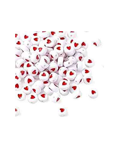 Corazón rojo sólido. Moneda blanca. 7 mm diámetro. 1,5 mm perforación. 100 unidades aproximado. Corazón rojo sólido. Moneda blanca. 7 mm diámetro. 1,5 mm perforación. 100 unidades aproximado.