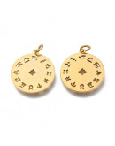 Constelación Zodiaco. Acero inoxidable. Color dorado. 22,5x19x1 mm. Con arandela 5 mm. 1 unidad Constelación Zodiaco. Acero inoxidable. Color dorado. 22,5x19x1 mm. Con arandela 5 mm. 1 unidad