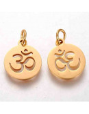 Ohm. Acero inoxidable. Color dorado. 14x12x1 mm. Con arandela 4 mm. 1 unidad Ohm. Acero inoxidable. Color dorado. 14x12x1 mm. Con arandela 4 mm. 1 unidad
