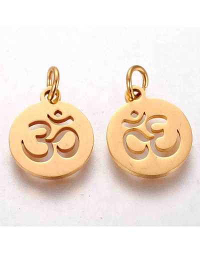 Ohm. Acero inoxidable. Color dorado. 14x12x1 mm. Con arandela 4 mm. 1 unidad