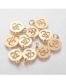 Ohm. Acero inoxidable. Color dorado. 14x12x1 mm. Con arandela 4 mm. 1 unidad Ohm. Acero inoxidable. Color dorado. 14x12x1 mm. Con arandela 4 mm. 1 unidad