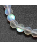 Piedra Luna sintética. Blanco mate. 08 mm diámetro. 1 mm perforación. 49 uds hilo (aproximado)