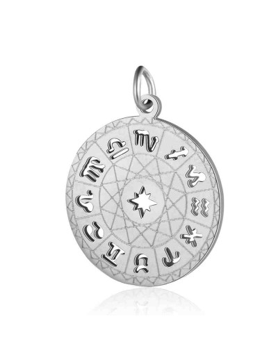 Constelación Zodiaco. Acero inoxidable. Color plateado. 22,5x19x1 mm. Con arandela 5 mm. 1 unidad