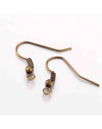 Ganchos para aretes Sin niquel Color bronce 18 mm largo 0,8 mm grosor 2 mm agujero 40 unidades