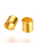 Crimp beads tube. Aleación. Color dorado 2 mm diámetro 2 mm largo 1.50 mm agujero 100 uds (aprox)