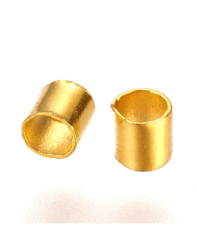 Crimp beads tube. Aleación. Color dorado 2 mm diámetro 2 mm largo 1.50 mm agujero 100 uds (aprox)