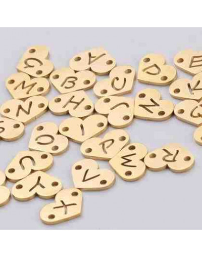 Link letra corazón "W" Acero inoxidable Color dorado 13 mm 1,5 mm perforación 1 unidad