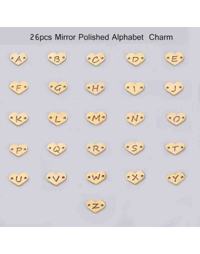 Link letra corazón "Z" Acero inoxidable Color dorado 13 mm 1,5 mm perforación 1 unidad