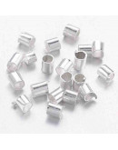 Crimp beads tube. Aleación. Color plateado 2 mm diámetro 2 mm largo 1.50 mm agujero 100 uds (aprox)