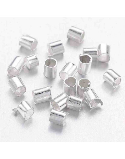 Crimp beads tube. Aleación. Color plateado 2 mm diámetro 2 mm largo 1.50 mm agujero 100 uds (aprox)