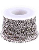 Cadena Rhinestone-Bronce Cristal 2 mm Cadena color plateado 1 metro