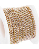 Cadena Rhinestone-Bronce Cristal 2 mm Cadena color dorado 1 metro