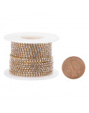 Cadena Rhinestone-Bronce Cristal 2 mm Cadena color dorado 1 metro