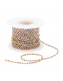 Cadena Rhinestone-Bronce Cristal 2 mm Cadena color dorado 1 metro