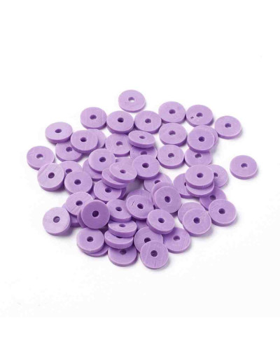 Discos. Color morado. 6 milímetros diámetro. 1 mm grosor. 1 mm perforación. 380~400 uds hilo.
