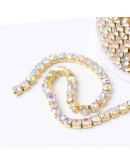 Cadena Rhinestone-Bronce Cristal AB 2 mm Cadena color dorado 1 metro