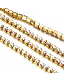 Cadena Rhinestone-Bronce Cristal AB 2 mm Cadena color dorado 1 metro