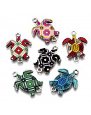Tortugas. Aleación de cobre y esmalte. 24x18x2 mm. 1,5 mm perforación. 4 unidades