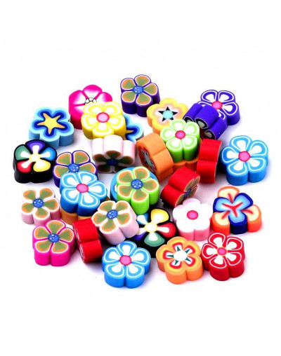 Flores. Varios colores. 8-12x8-12x4 milímetros. Sin perforación. 10 unidades.