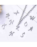 Set Abecedario. Acero inoxidable. Color plateado. 10 a 14 mmx1 mm. 1 mm perforación. 1 set 26 pcs Set Abecedario. Acero inoxidable. Color plateado. 10 a 14 mmx1 mm. 1 mm perforación. 1 set 26 pcs