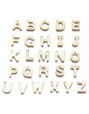 Set Abecedario. Acero inoxidable. Color dorado. 11x08 mm. 1 mm perforación. 1 set 26 pcs Set Abecedario. Acero inoxidable. Color dorado. 11x08 mm. 1 mm perforación. 1 set 26 pcs
